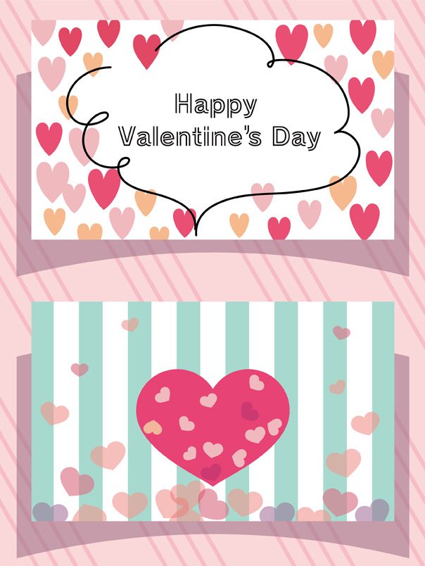 Cards designed with hearts and Valentine's clipart